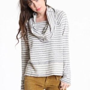 Free‎ People Striped Gray Cowl Neck Sweater